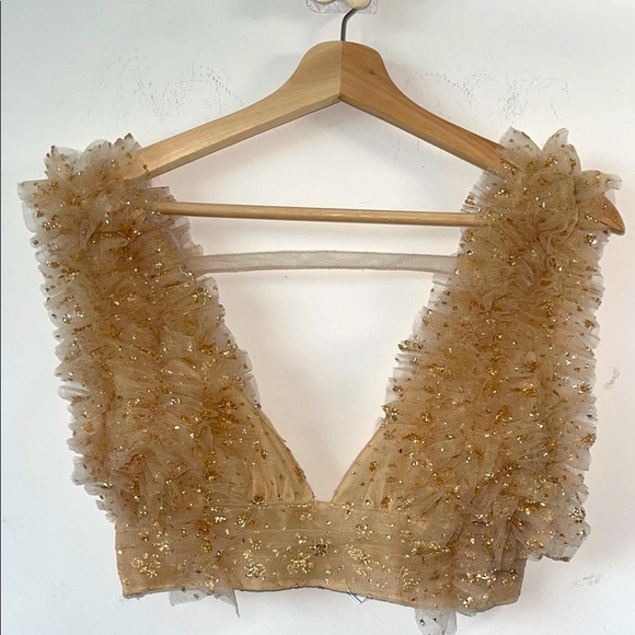 Free People Tops - Free People Gold Sequin Crop Top